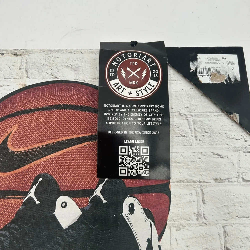 NotoriArt Basketball Jordan Sneaker Canvas Wall Art 15x15 Sports Decor